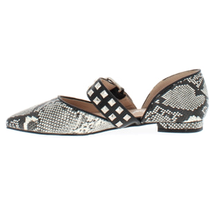 Marina Galanti Scarpe Donna Ballet Flat with Silver Horsebit MG W24A031 Black Snake