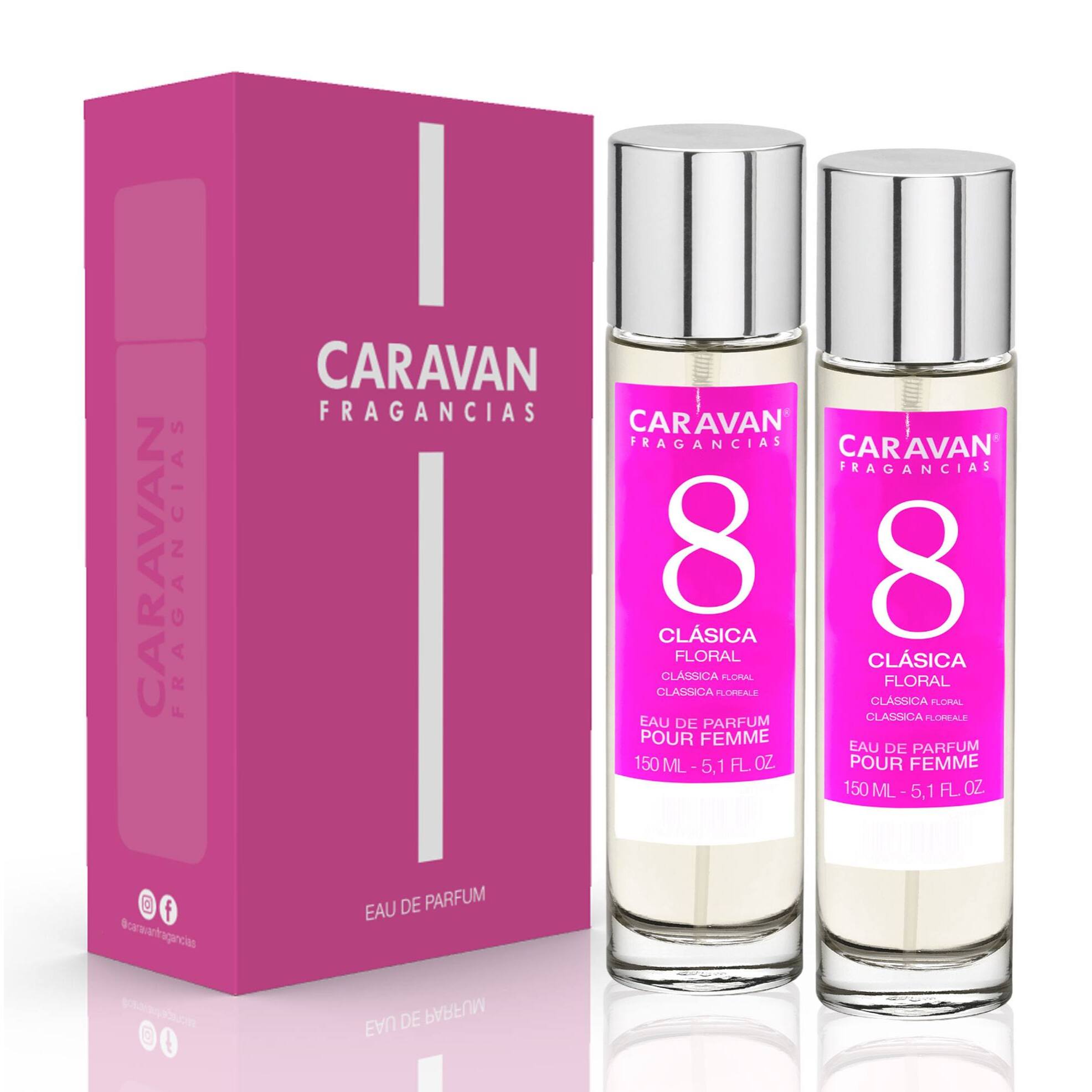 Caravan fragancias - caja de regalo con 2 perfumes nº8 de 150 ml, para mujer