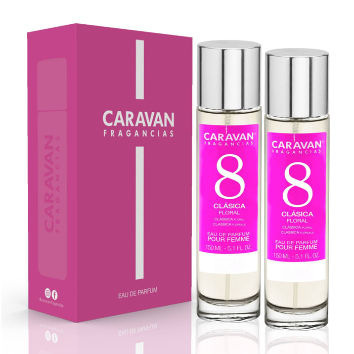 Caravan fragancias - caja de regalo con 2 perfumes nº8 de 150 ml, para mujer