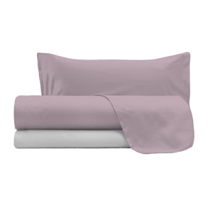 COMPLETO LETTO NATURAL COLOUR MADE IN ITALY COTONE-ROSA ANTICO/GRIGIO CHIARO SINGOLO