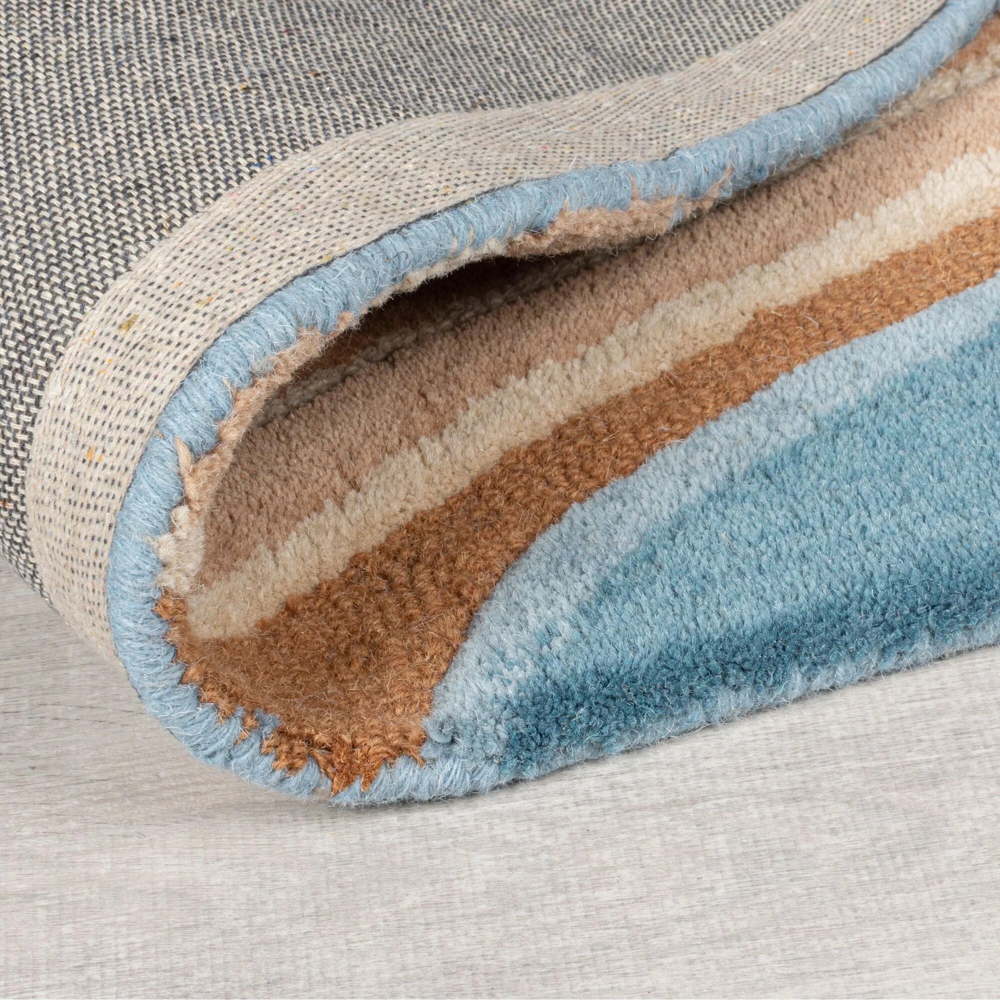 Tapis de couloir en laine ABSTRACT FLOW Bleu