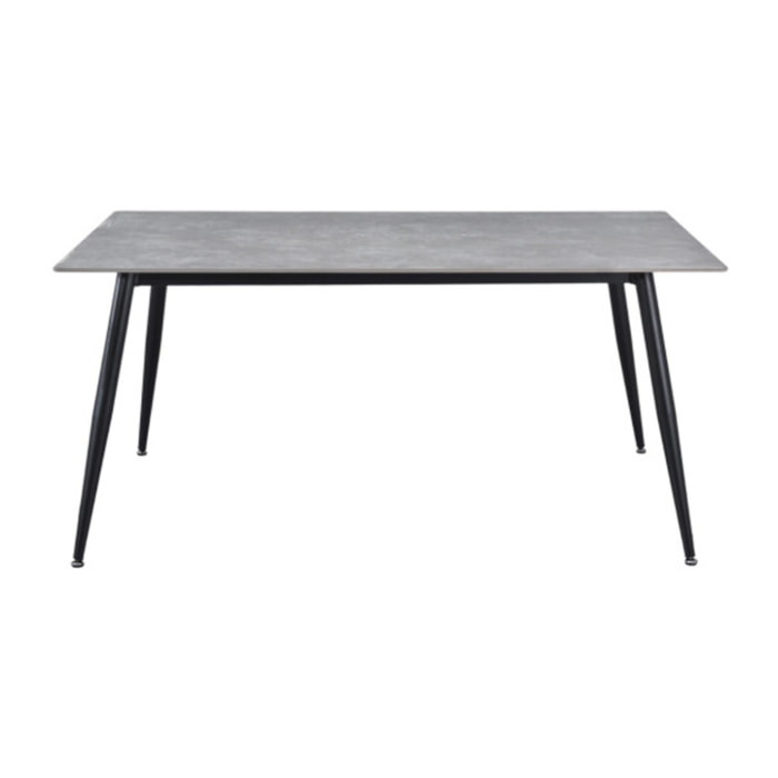 Table de repas 180 cm céramique marbré pieds évasés métal - STONE 2