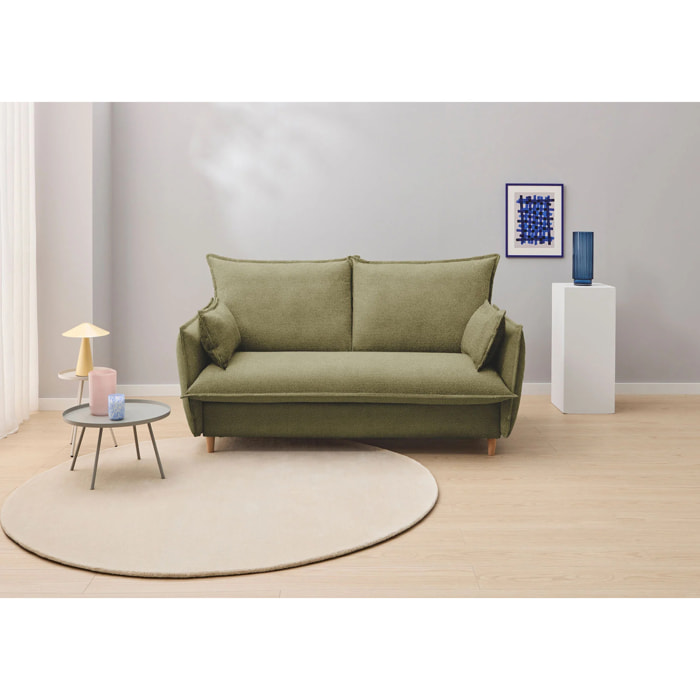 Sofá Cama Viscoelástico - Apertura Estilo Italiano - Colchón Matrimonio - Tejido Anti-Manchas - 2 Cojines Función Almohada incluídos - Múltiples colores - 5 Años de Garantía
