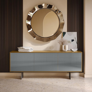 MADIA VESIRA CANNETE 3 ANTE - STRUTTURA ROVERE NATURALE, GRIGIO CARBONE, ANTA SPECCHIO FUME