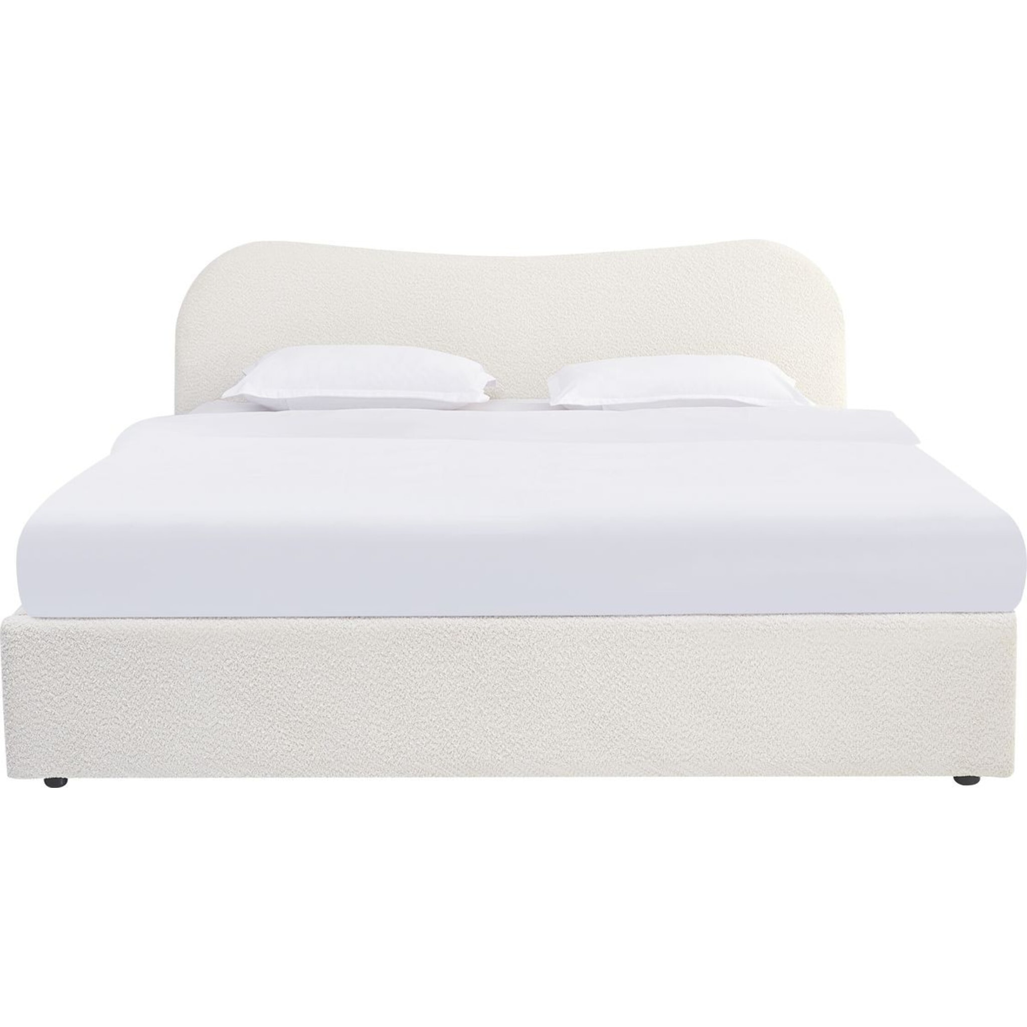 Lit coffre avec tête le lit en tissu bouclé - SUZON