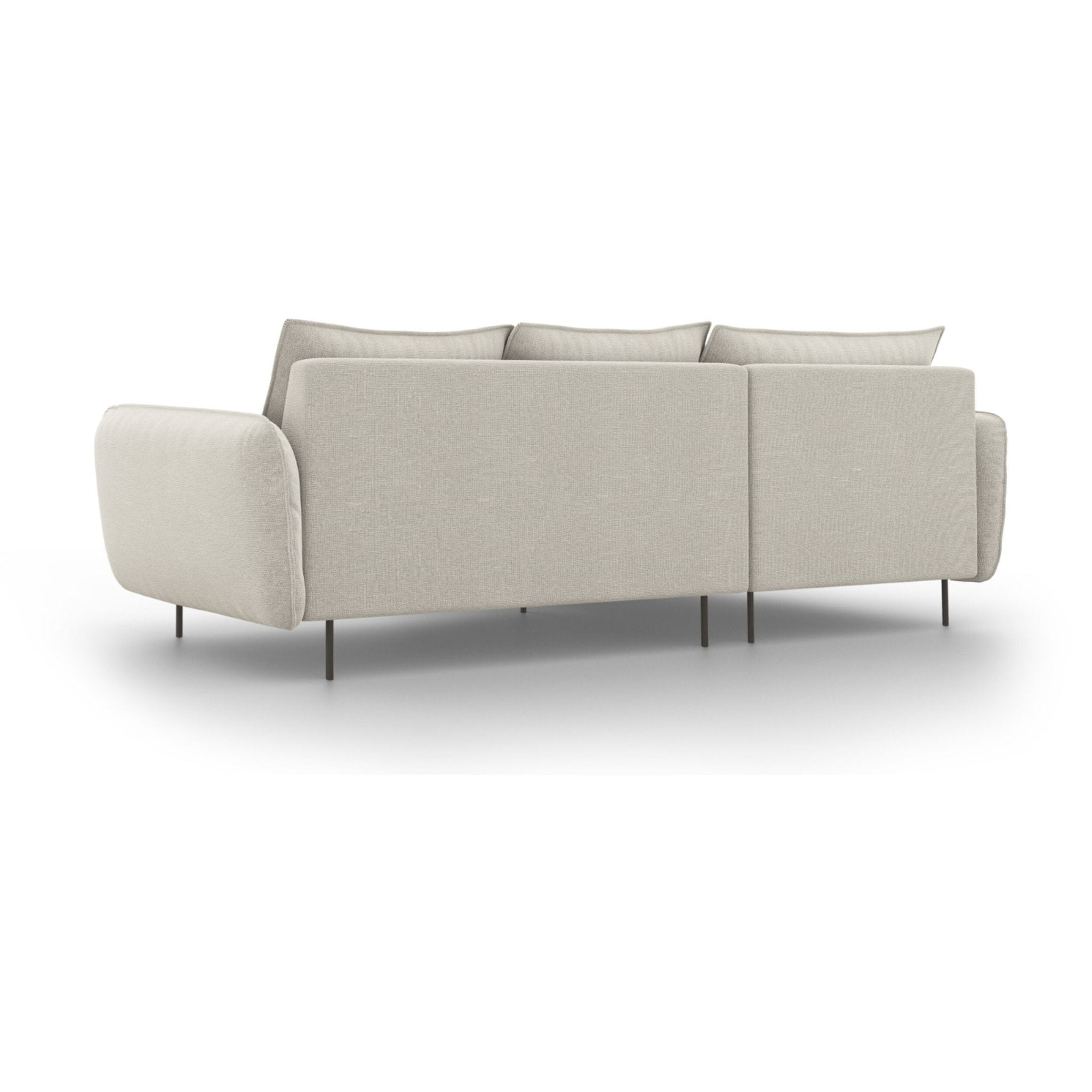 Canapé d'angle gauche "Vienna" 5 places en tissu structurel beige clair