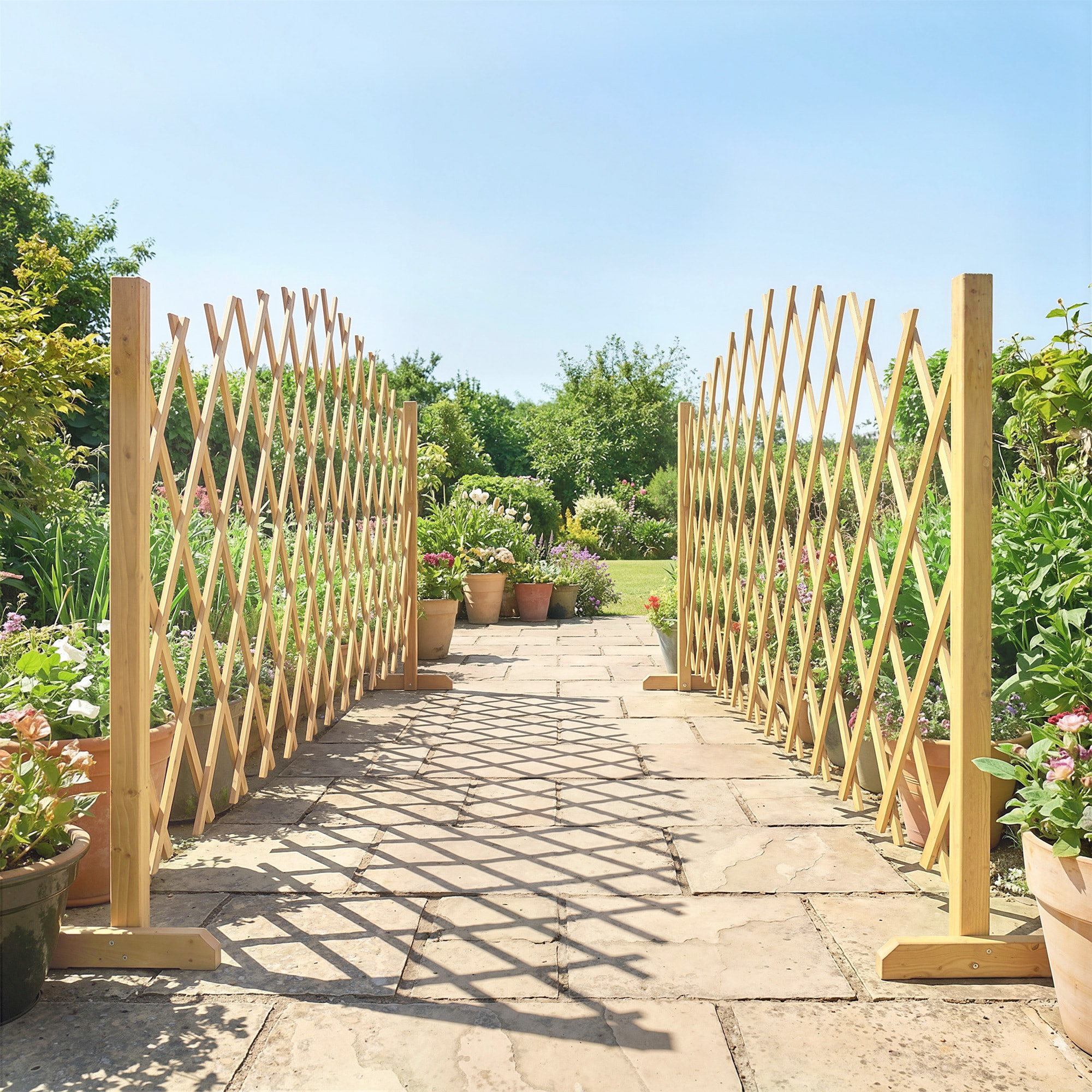 Lot de 2 barrières extensibles - 180x30x103cm - bois pré-huilé