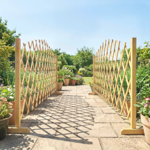 Lot de 2 barrières extensibles - 180x30x103cm - bois pré-huilé