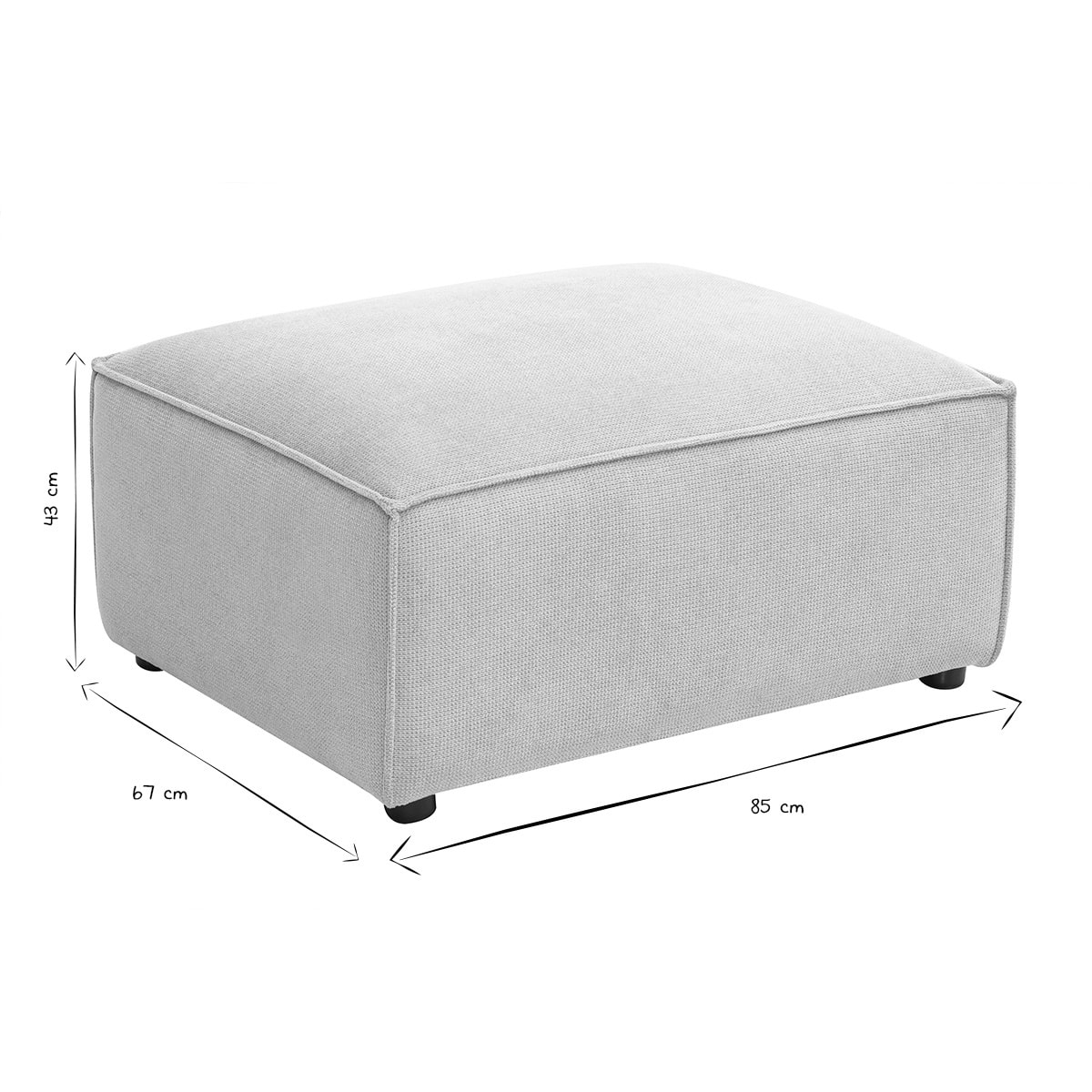 Pouf repose pieds en tissu chenille beige SPLIT