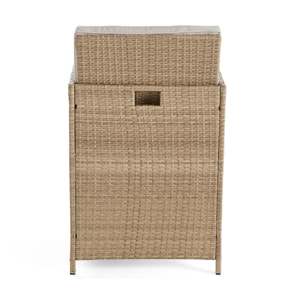 Fira - salon de jardin encastrable en résine tressée beige - 10 places - coussins beige + housse de protection - Beige