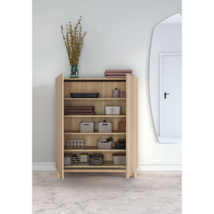 Zapatero Lofoten melamina roble dorado puertas impresión vallado 112x90x27cm