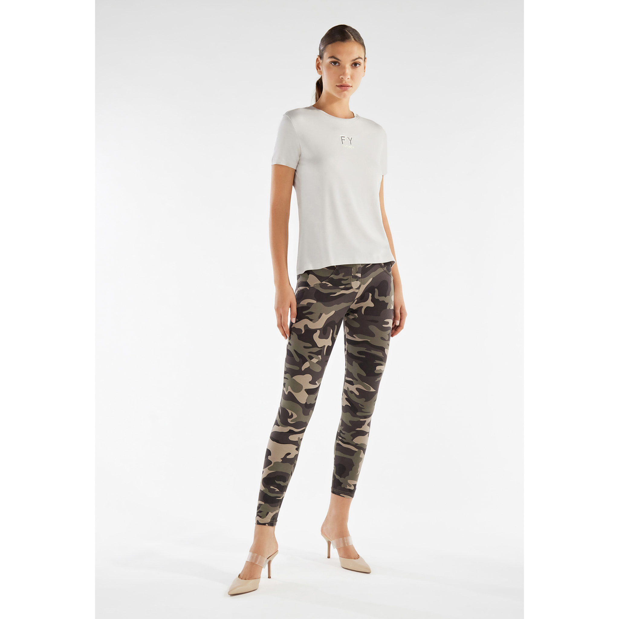 Pantaloni push up WR.UP® 7/8 superskinny stampa camouflage