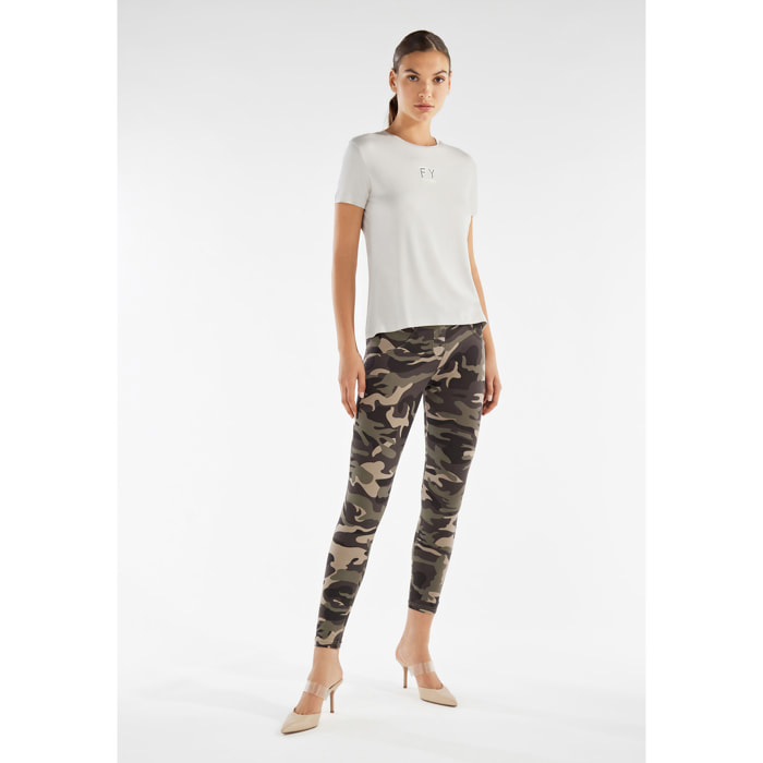 Pantaloni push up WR.UP® 7/8 superskinny stampa camouflage