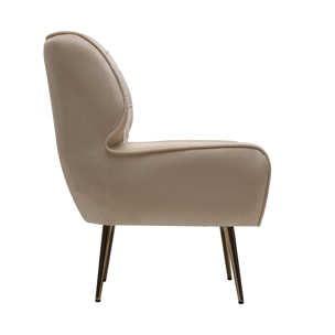 Fauteuil en velours "Austin" - 79 x 71 x 79.5 cm - Beige