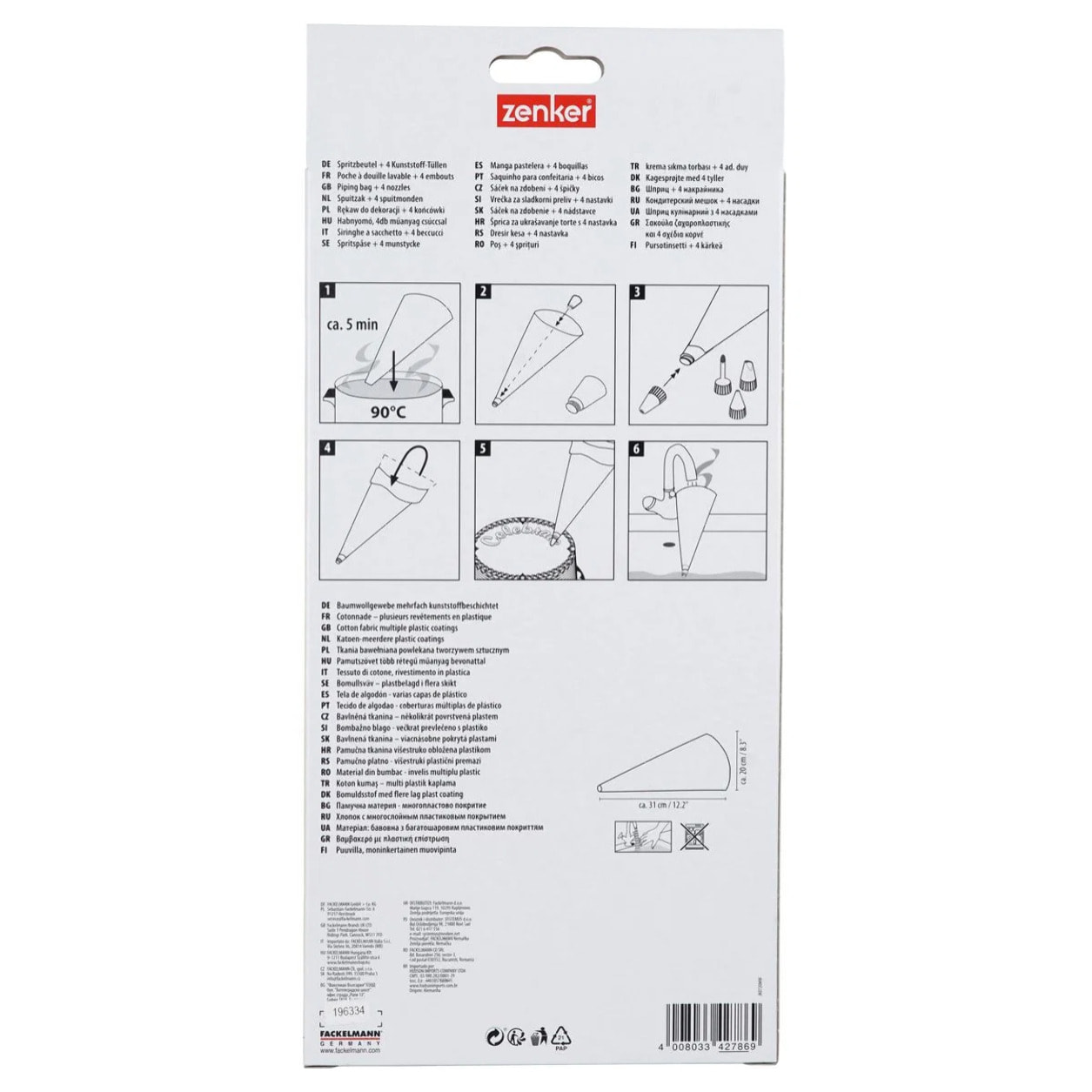 Set de 2 ustensiles de pâtisserie poche à douille avec embouts Zenker Smart Pastry