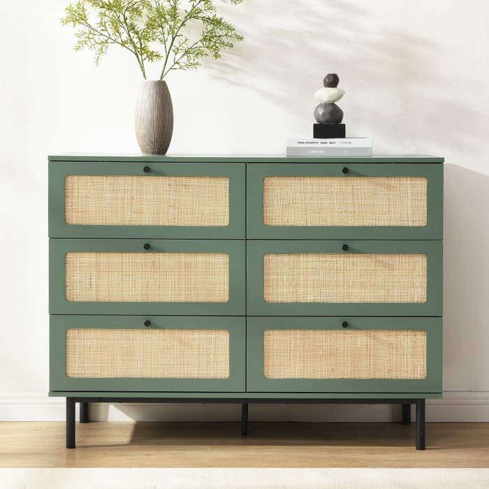 Commode 6 tiroirs en cannage - LUMA