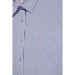 Camicia blu chiaro Samanta in cotone a righe con logo ricamato