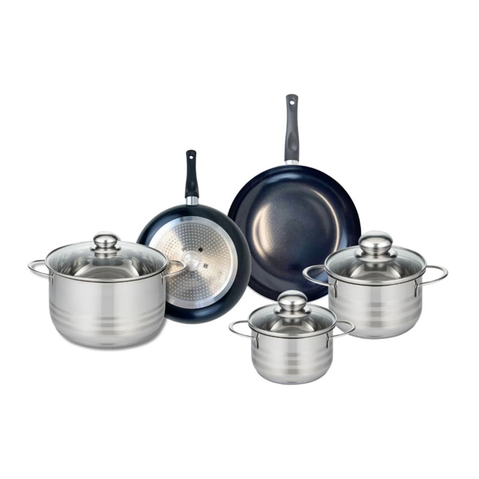 Ensemble de 2 Poêles de cuisson 20 et 24 cm et 3 faitouts 14, 16 et 20 cm Elo Prima Brillant