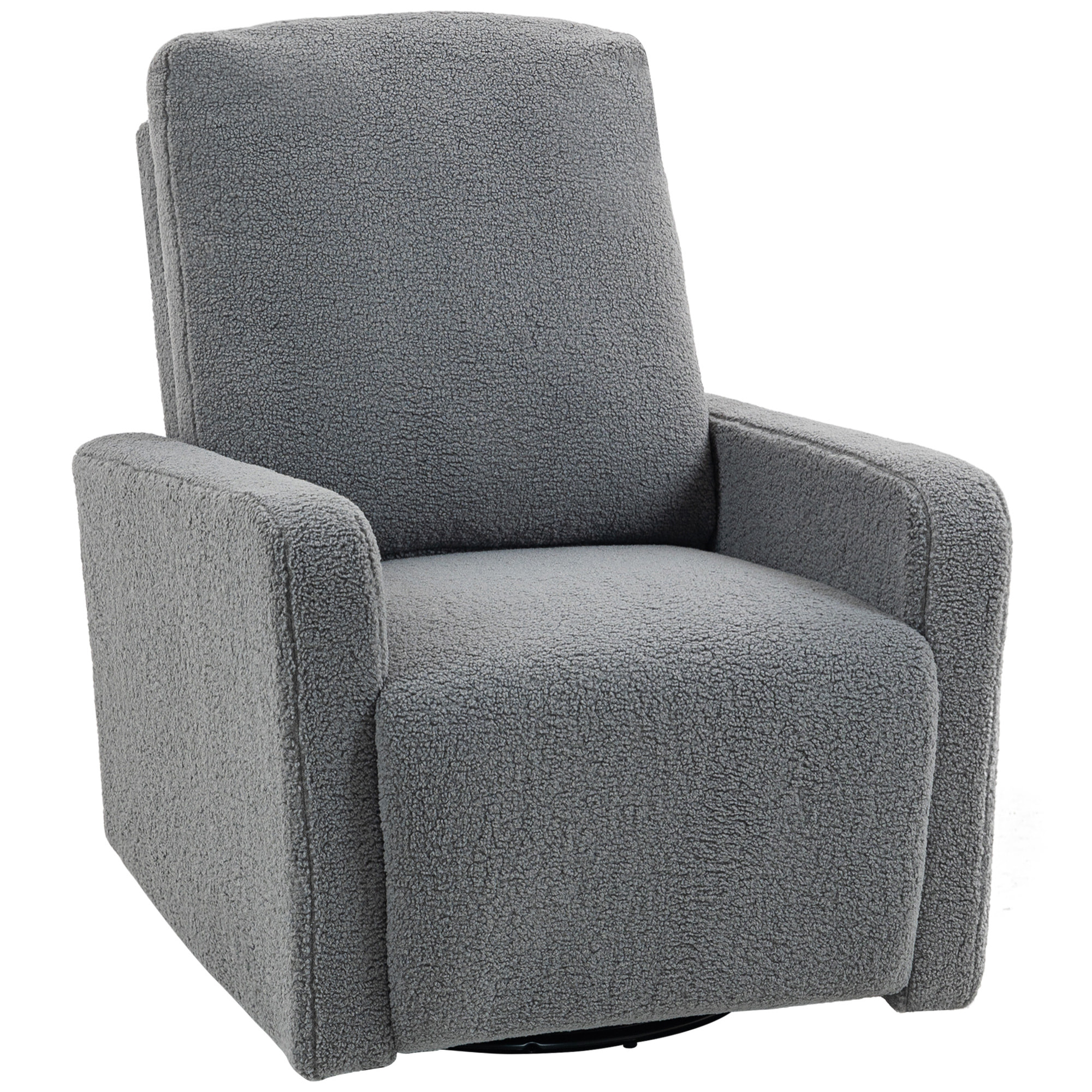 Sillón Relax Reclinable Manual, Sillón Relax de Borreguito con Reposabrazos, Reposapiés, Acolchado Grueso, Función de Balanceo 360°, Butaca Reclinable hasta 135Âº para Salón, Dormitorio, Gris