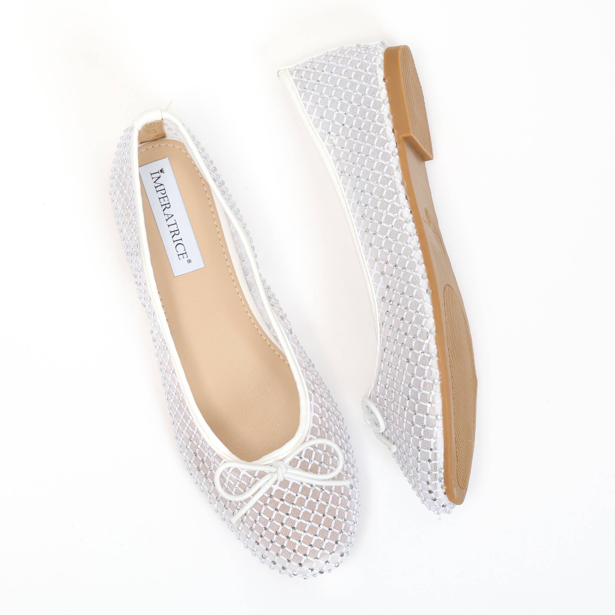 Ballerine in simil pelle traforate con strass