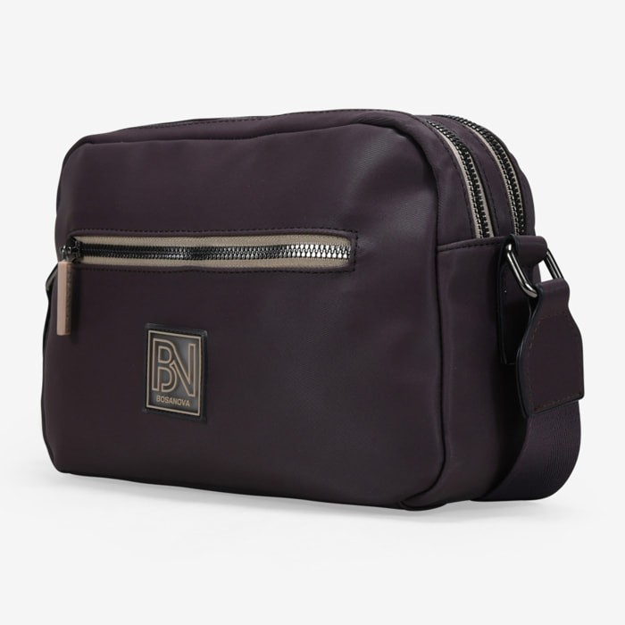 Bolso bandolera burdeos con doble cremallera