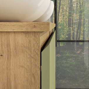Ensemble Salle de Bain Nia | Meuble Suspendu | 140 cm Vert | 4 Tiroirs | Lavabo sur Plan | N'inclut pas Miroir | Meuble Monté | Alday