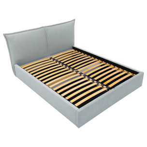 John - lit coffre - 180x200 cm - en velours - sommier inclus - Gris clair