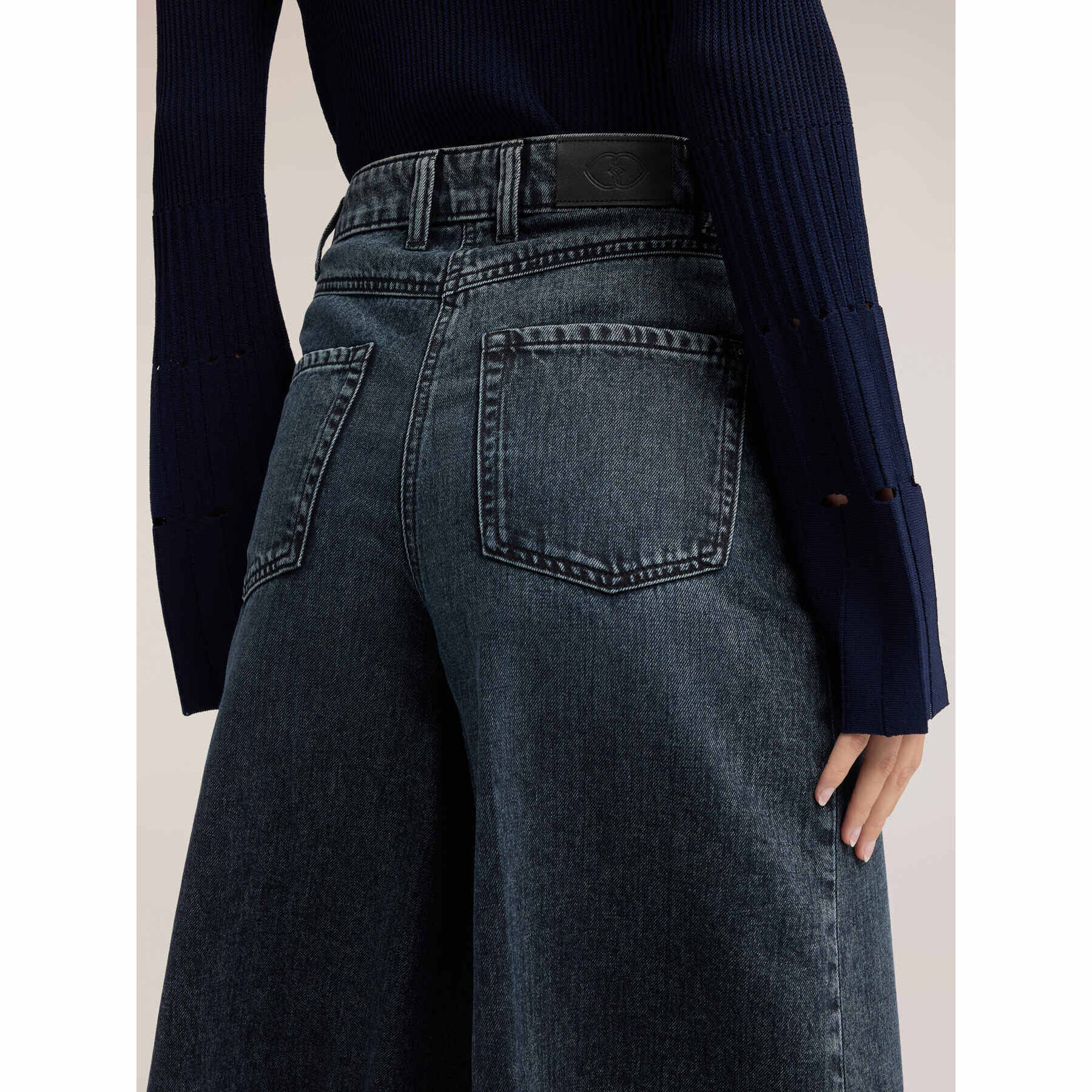 Motivi - Jeans culotte in denim blue washed - Blu