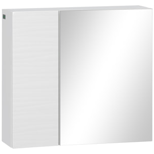 Armario de Baño con Espejo, Armario de Pared con 2 Puertas, Estantes Ajustables, Mueble de Baño Colgar, 48x15x45 cm, Blanco