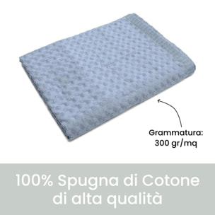 INTRECCI Telo Doccia Maxi, Asciugamano da Doccia, Telo Bagno 150 x 100 cm, in Spugna di Puro Cotone 300 gr/mq, Tinta Unita Azzurro. Modello: Napone