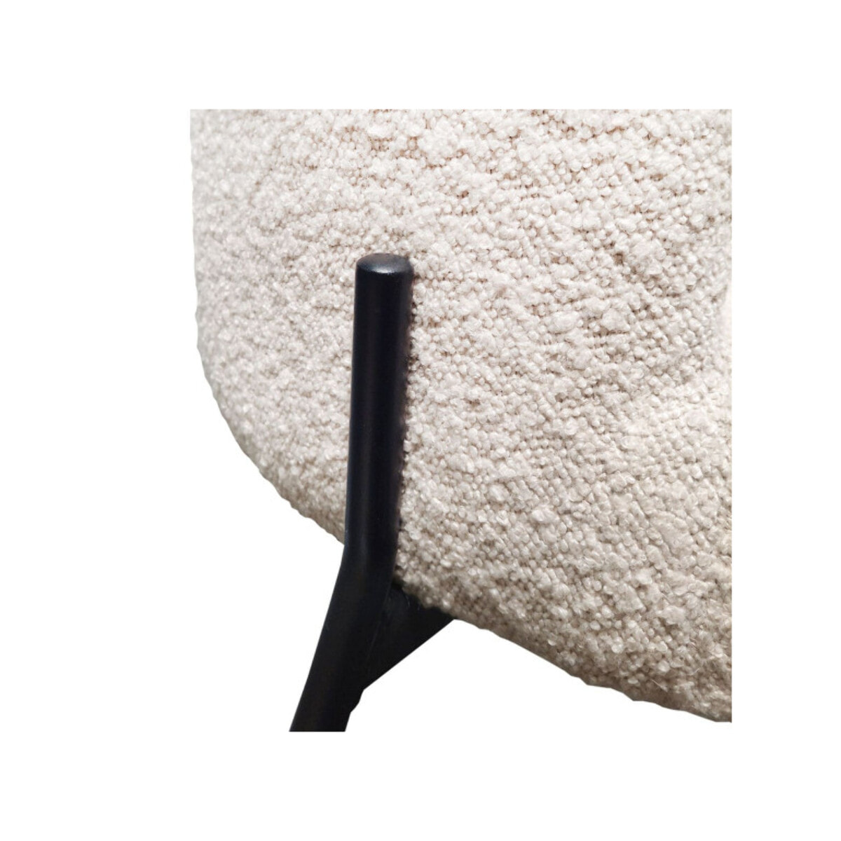 Chaise bouclette beige imitation laine de mouton et pieds métal noir - BOUCLE