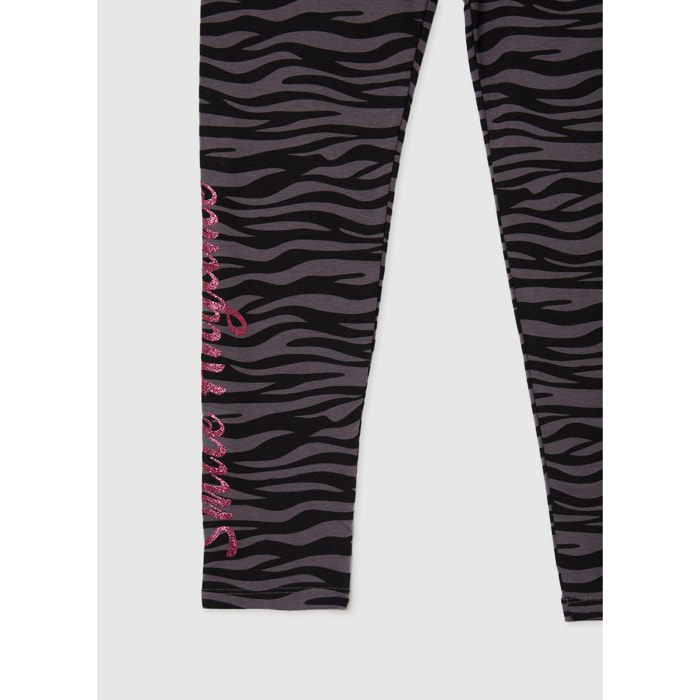 Leggings zebrato con scritta