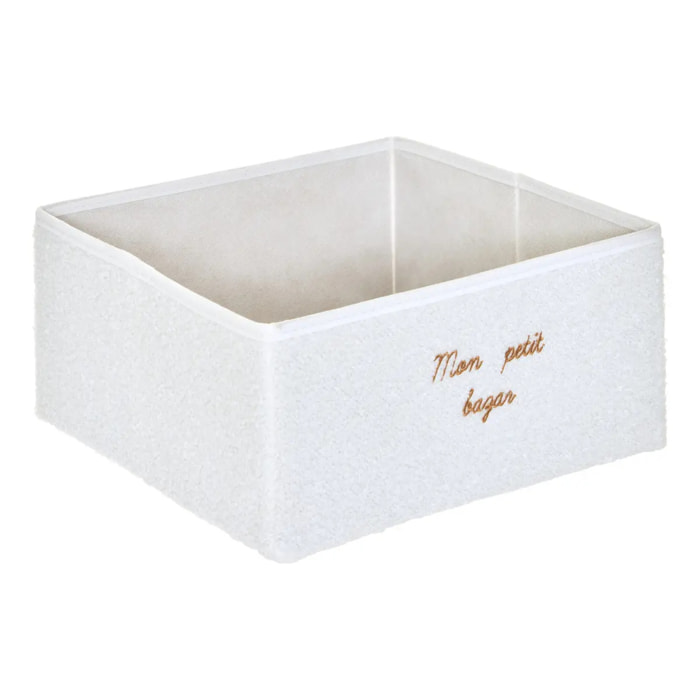Boîte de rangement en bouclette Yuki pliable 29x29cm blanc