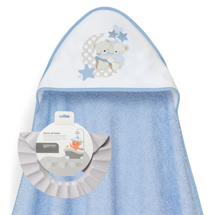 Capa Baño 1X1 Mod Lovely Bear+ Gorro Azul