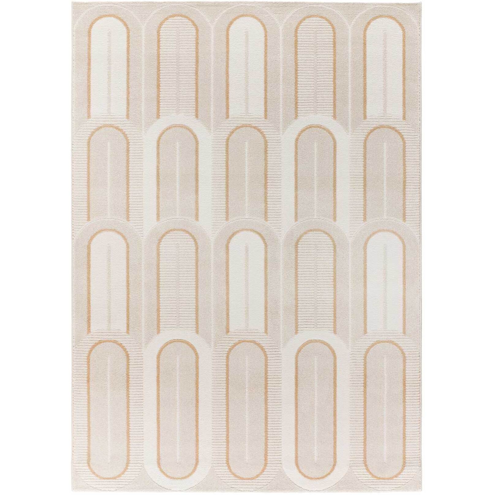 FLORA Alfombra geométrica con relieve en tonos beige, varias medidas disponibles