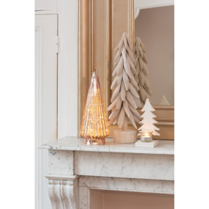 J-Line bougeoir sapin de Noël - bois - blanc - 2 pcs