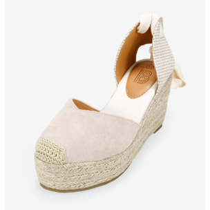 Alpargatas beige con cuña de esparto