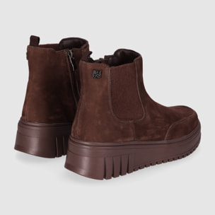 Botines de Serraje - Marron - Tacón: Bajo