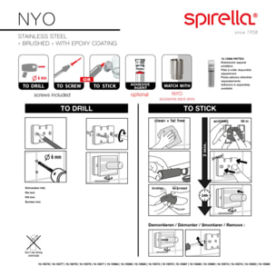 Gobelet à  fixer Acier inoxydable chromé NYO Gris Spirella