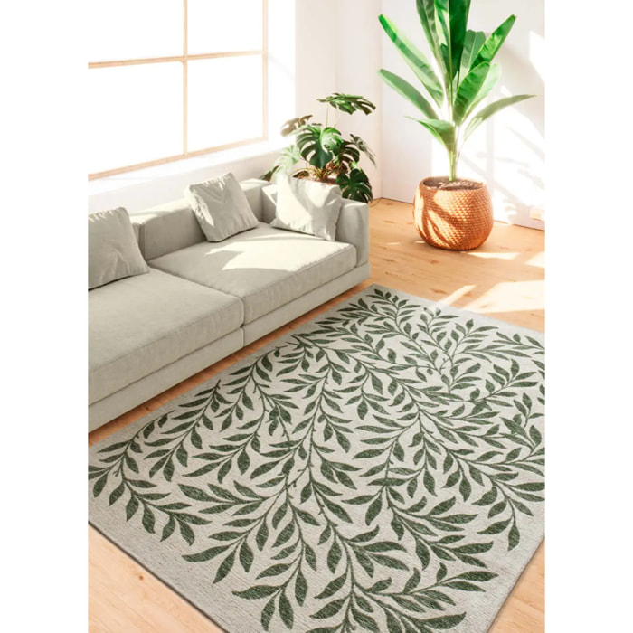 LUA Alfombra de exterior motivos florales verde, varias medidas disponibles.