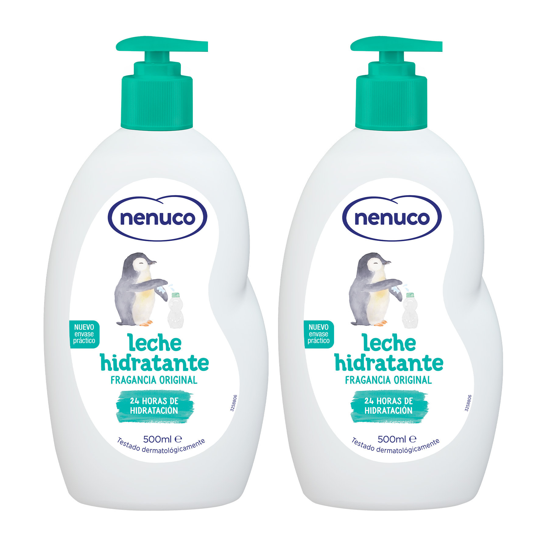 Nenuco Leche Hidratante para bebé, Fragancia Original, 24h de Hidratación, Pack 2x 500 ml