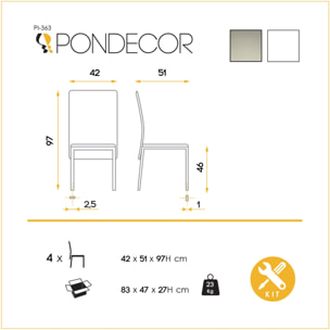 Set de 4 sillas – Polipiel y metal