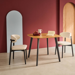 Table à manger carrée effet chêne pieds métal noir 4 places