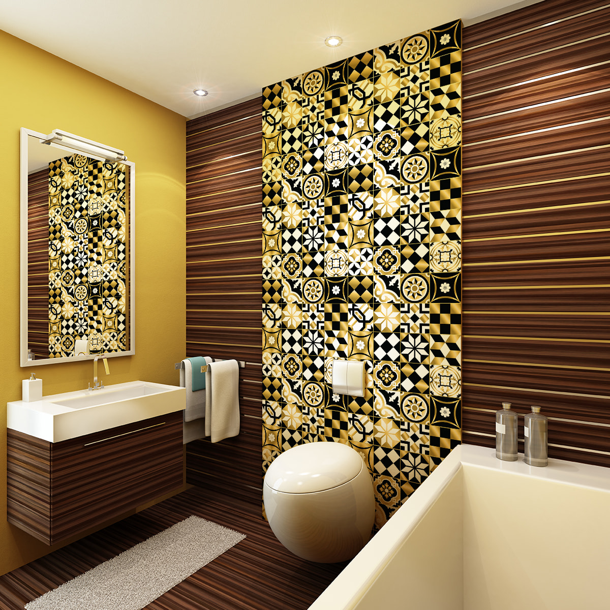 Stickers muraux - Sticker Mural Carrelage adhésif Cuisine Salle de Bain - 30 STICKERS CARRELAGES AZULEJOS MISSIMA