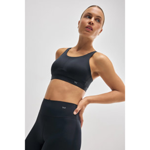 Reggiseno sportivo ad alto sostegno con spalline regolabili in nero