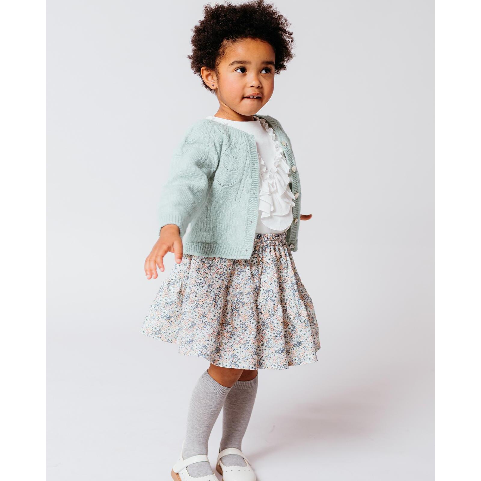 Falda con goma de viella estampada de flores verde