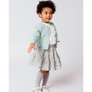 Falda con goma de viella estampada de flores verde