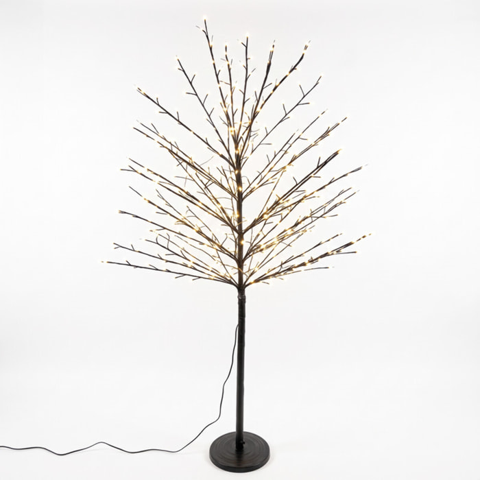 Albero luminoso decorativo con chioma ramificata e LED bianco caldo - Nero