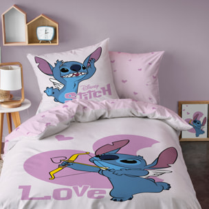 Parure de lit imprimée 100% Coton, DISNEY HOME STITCH CUPIDON