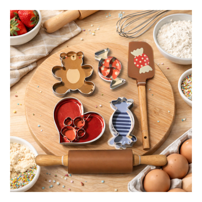 Lot de 6 accessoires forme Ours, Happy Cake